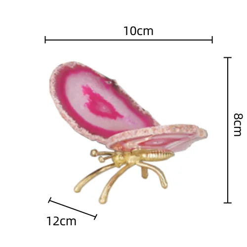 Afralia™ Golden Crystal Agate Butterfly Sculpture Decorative Figurines