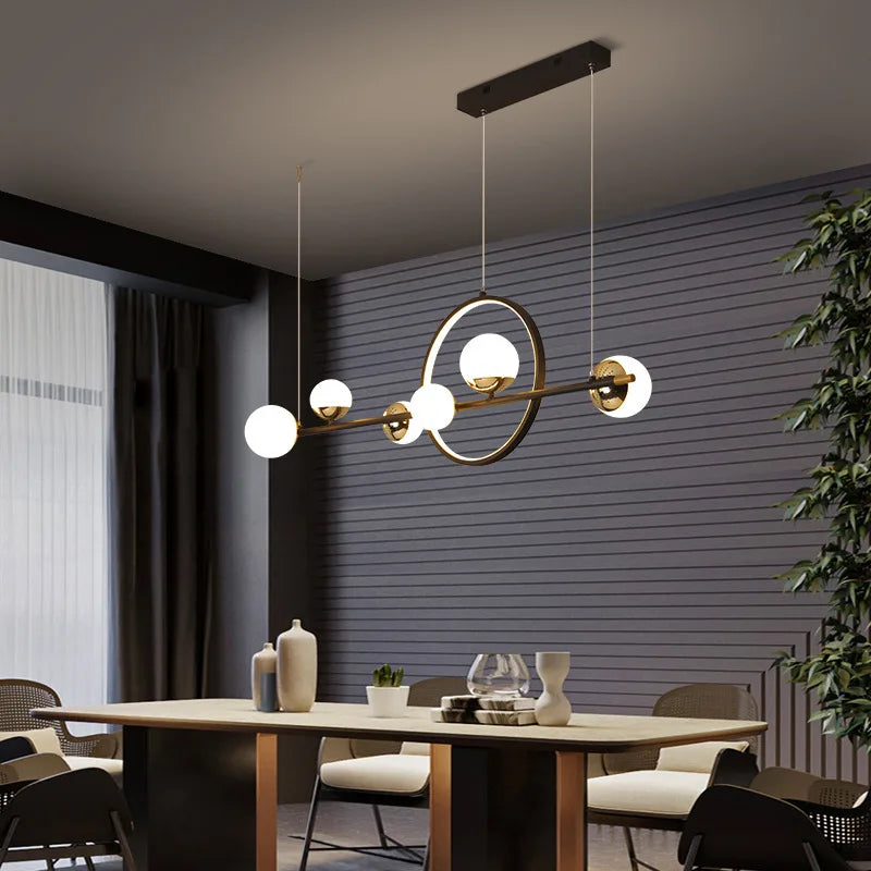 Afralia™ Nordic Circle LED Glass Ball Pendant Lamp for Dining Room & Kitchen