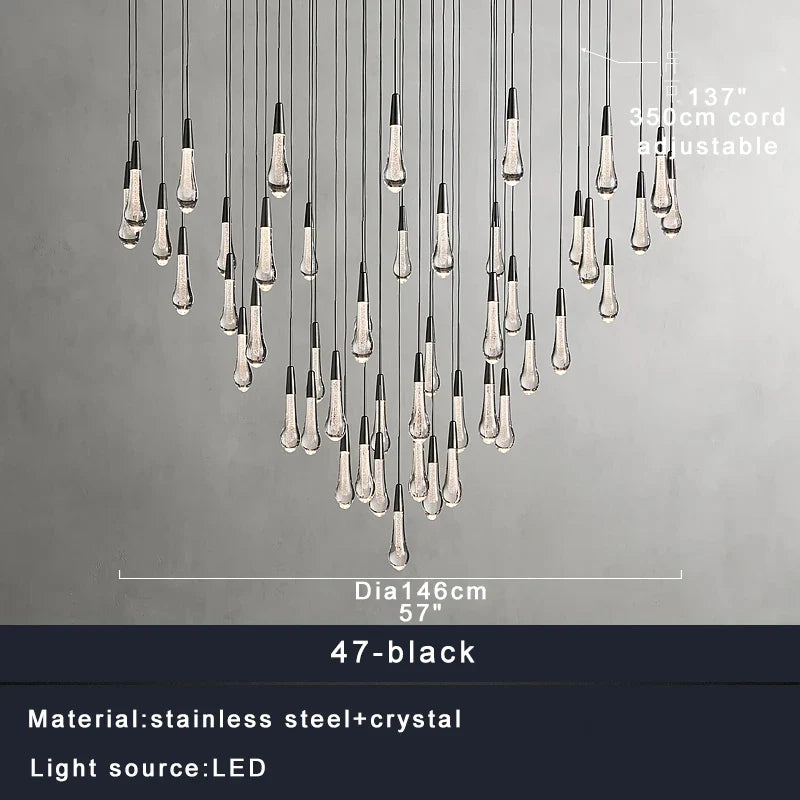 Afralia™ Brass Crystal Ceiling Pendant Light Luxury Large Home Decor Fixture