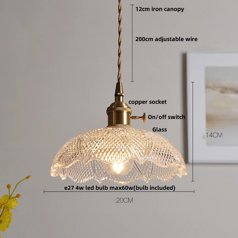 Afralia™ Clear Glass LED Pendant Bar Kitchen Nordic Copper Dining Room Suspension