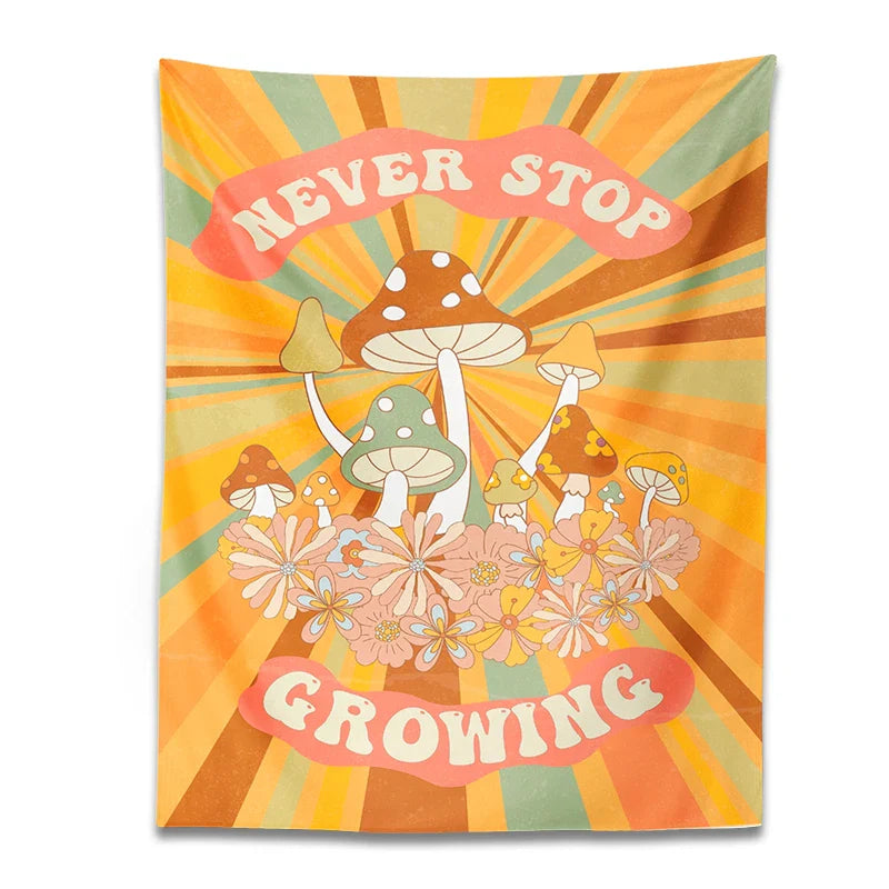 Afralia™ Mushroom Vintage Tapestry Wall Hanging Psychedelic Flower Child Decor