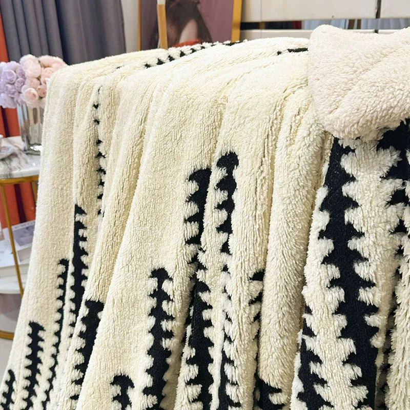 Afralia™ Double Layer Lamb Fleece Blanket: Soft & Warm for Office, Bedroom, Sofa.