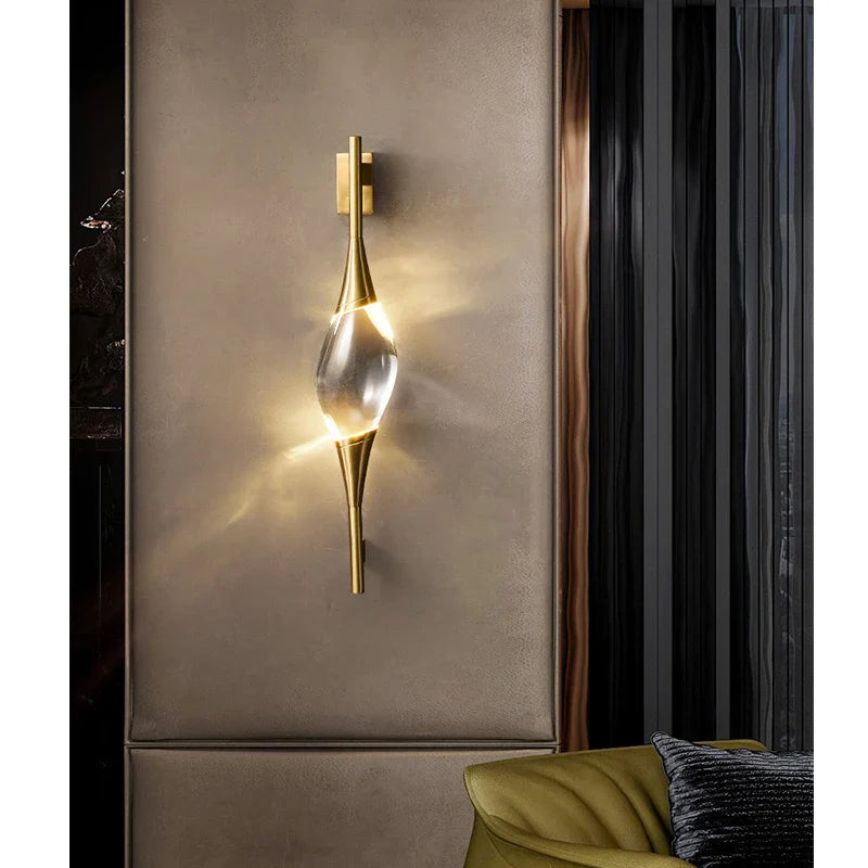 Afralia™ Copper Crystal Wall Lamp, Modern Designer Decor for Living Room Bedroom