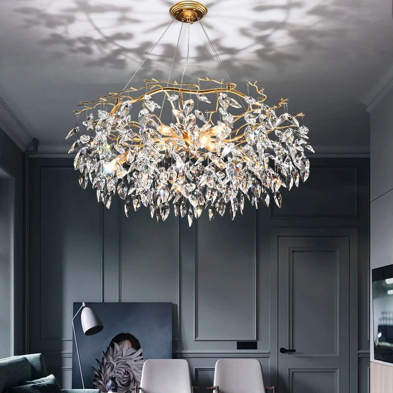 Afralia™ Luxury Crystal Chandelier LED Pendant Lamps for Living Room & Dining Hall