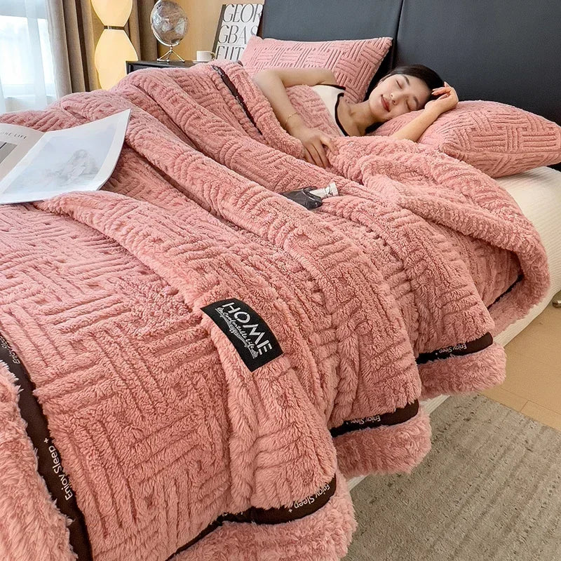 Afralia™ Cozy Fluffy Fleece Blanket for Autumn Winter, Soft Warm Maternal Child Bed Sofa Cover