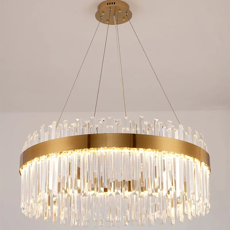 Afralia™ Crystal LED Chandelier: Elegant Gold Lighting for Dining Room