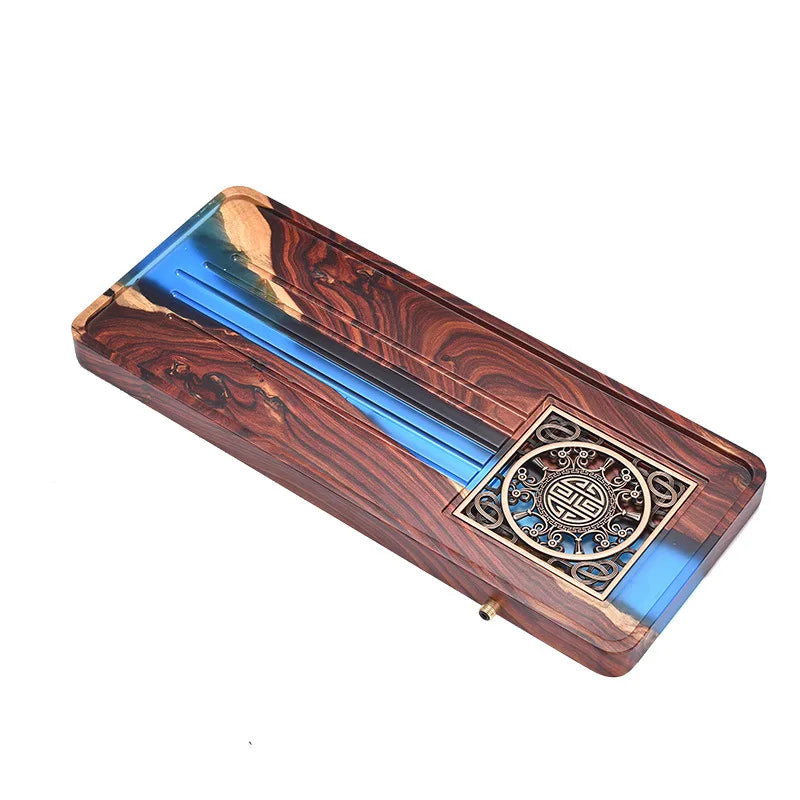Afralia™ Handmade Wood Resin Tea Tray | Bubble Tea Table Home Kung Fu Set