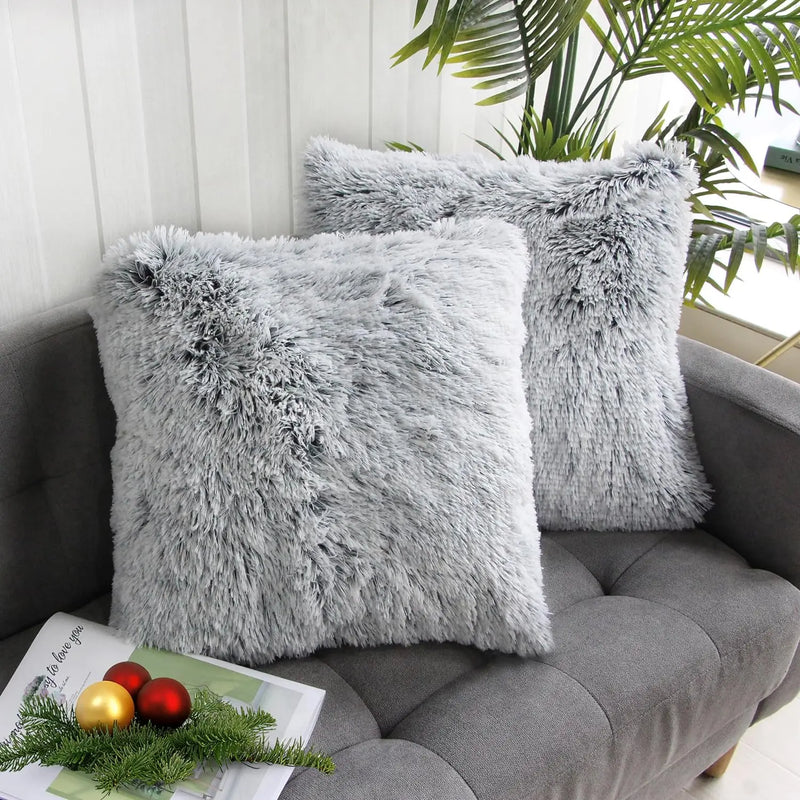 Afralia™ Soft Faux Fur Throw Pillow Cover for Sofa Bed Living Room - 45x45 CM Luxe Cushion Case