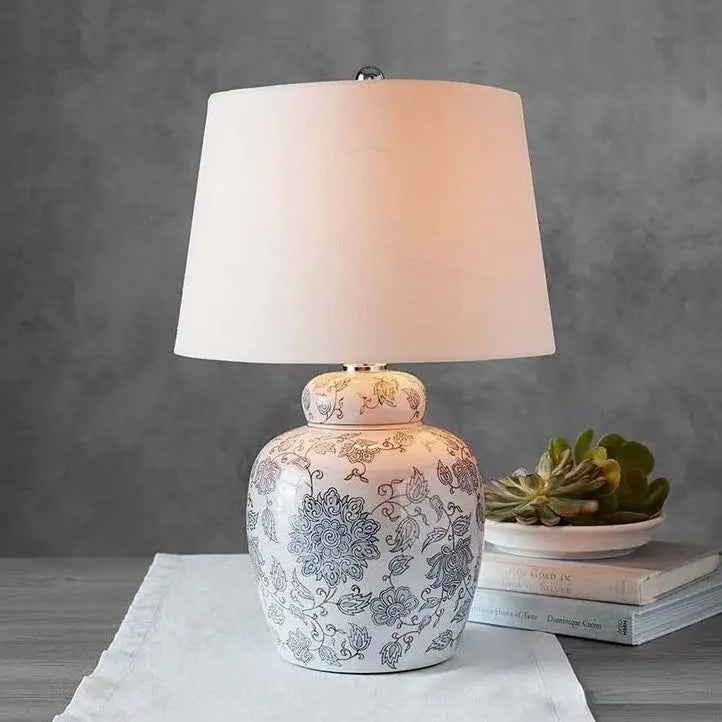 Afralia™ Ceramic Desk Lamp | Bedroom, living room Side Decoration | New Chinese Bedside Table Lamp