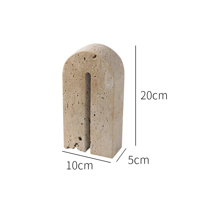Afralia™ Yellow Travertine Arch Stone Ornaments Desk Decoration Aesthetic Stone Statue