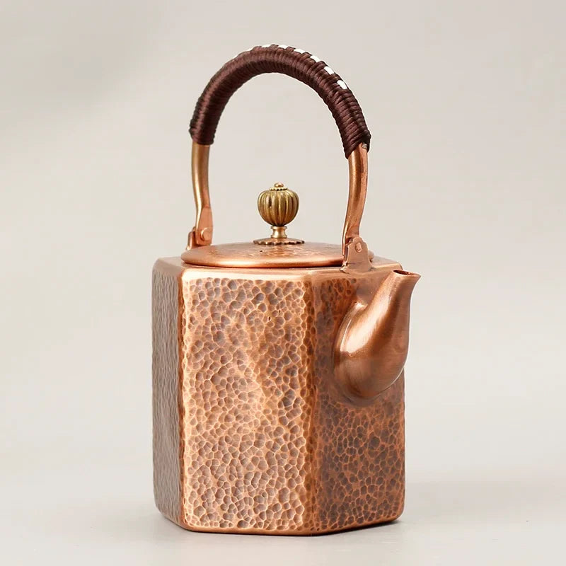 Afralia™ Vintage Copper Boiling Teapot Large Capacity Kung Fu Tea Set
