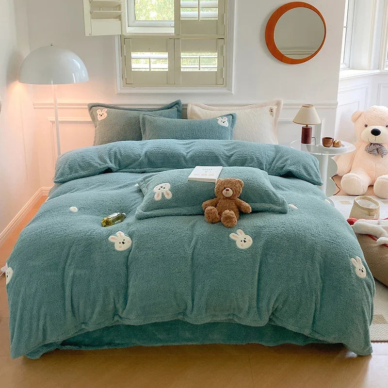 Afralia™ Teddy Velvet Bedding Set for Winter Warmth and High-end Comfort