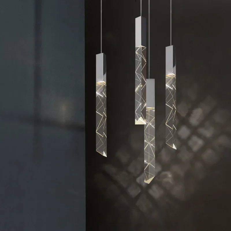 Afralia™ Crystal Glass LED Pendant Light for Living Hallway Staircase & Restaurant