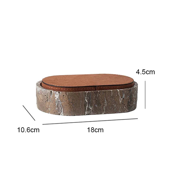 Afralia™ Natural Stone Oval Jewelry Box with Leather Cover