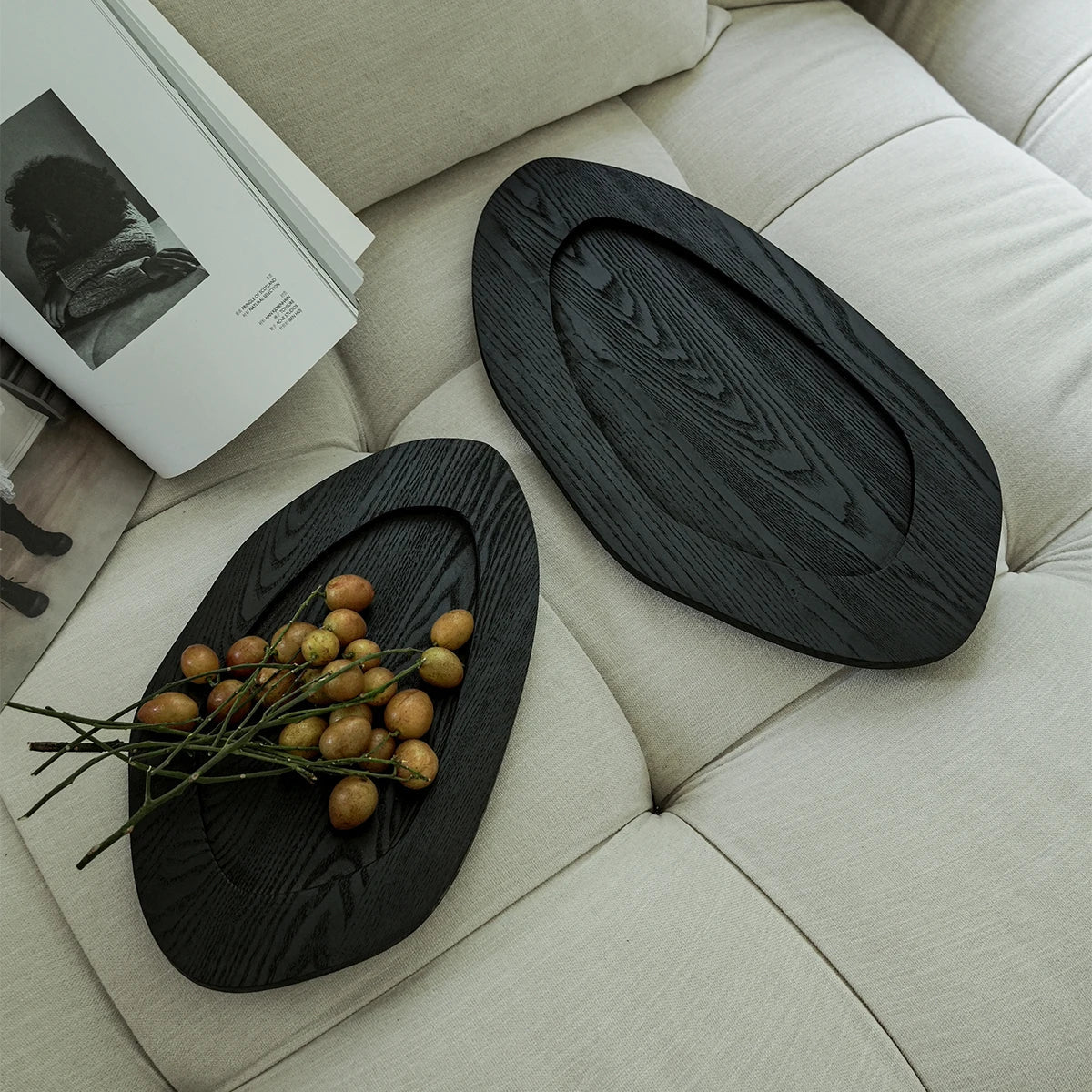 Afralia™ Vintage Solid Wood Tray for Fruit Desserts, Home Decor & Photography Props
