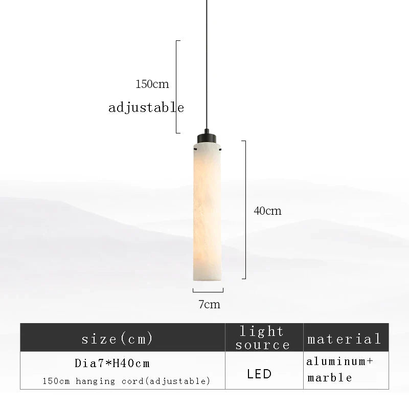 Afralia™ Black Gold Marble Cylinder Pendant Light for Modern Home Decor