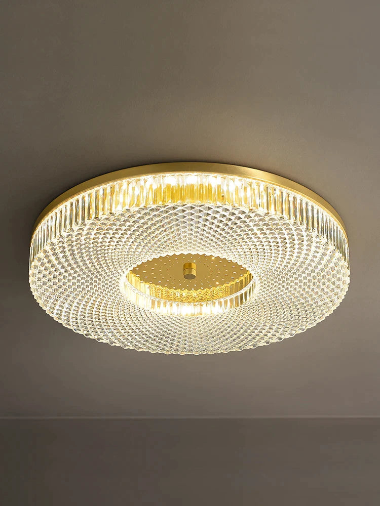 Afralia™ Round All Copper Ceiling Light for Bedroom, Balcony, Aisle - Light Luxury Room Lamp