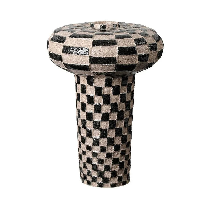 Afralia™ Geometric Check Ceramic Vase for Home Decor and Floral Arrangements