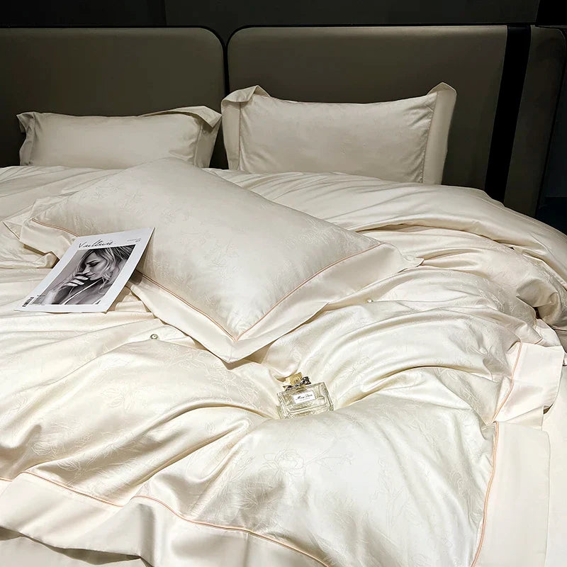 Afralia™ Luxury Satin Jacquard 1000TC Egyptian Cotton Bedding Set with Silkiness