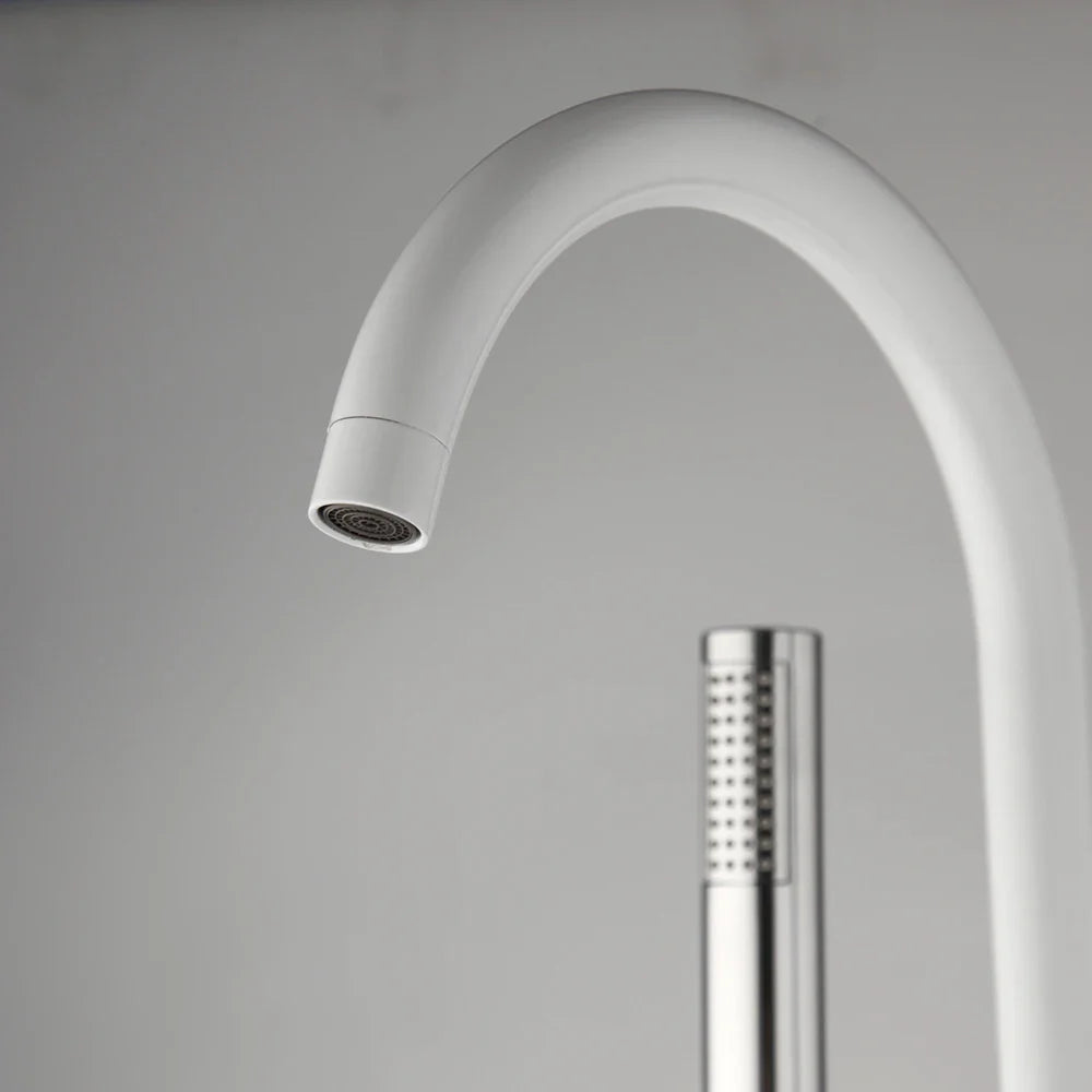 Afralia™ Dual Handle Bathtub Faucet Set with Hand Shower, Floor Mounted Hot Cold Mixer