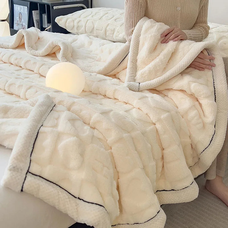 Afralia™ Luxe Taffeta Velvet Carved Blanket: Double-Sided Plush for All Seasons