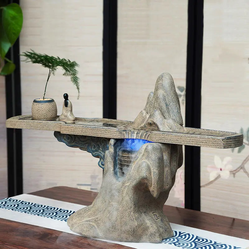 Afralia™ Zen Water Circulation Tea Room Chinese Study Desk Ornament