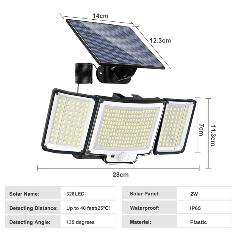 Afralia™ Solar Motion Sensor Security Light - 328LED Spotlight for Garden and Garage