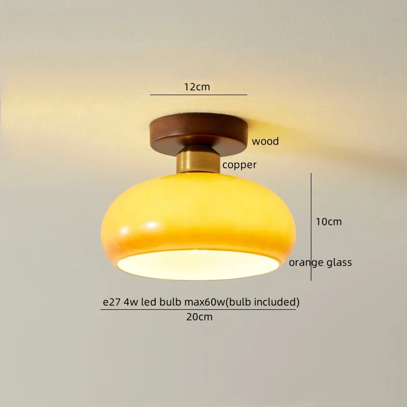 Afralia™ Glass LED Ceiling Lamp Copper Walnut Modern Living Room Lighting Fixtures