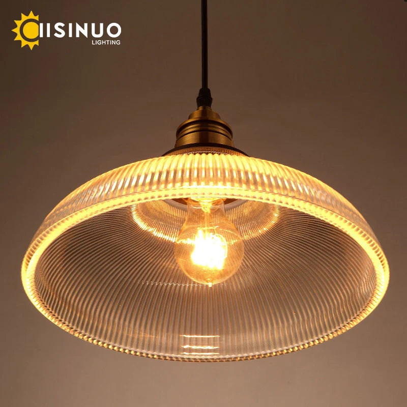 Afralia™ Retro Amber Glass Pendant Lights for Living Room and Bedside, LED E27 Loft Lighting
