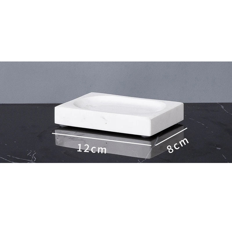 Afralia™ White Volakas Marble Bathroom Accessories Set