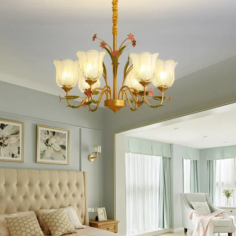 Afralia™ French Romance Flower Chandelier LED Hanging Light for Home Decor