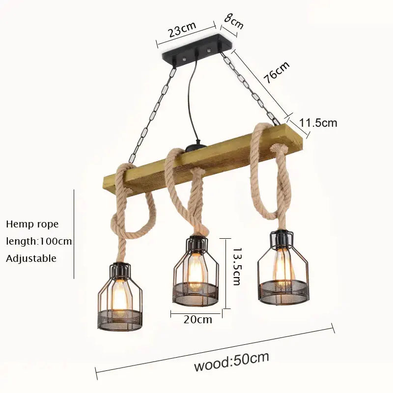 Afralia™ Retro Industrial Chandelier Wood Pendant Lamp for Restaurant Cafe Bar Lighting