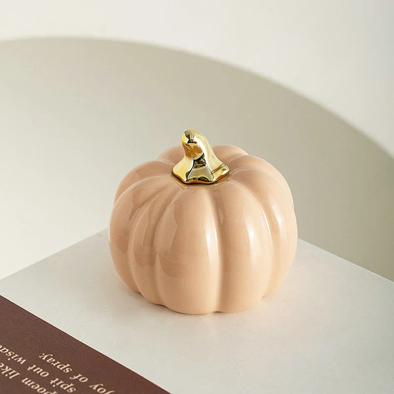 Afralia™ Handmade Ceramic Pumpkin Statue for Halloween Decor - Decorative Figurine