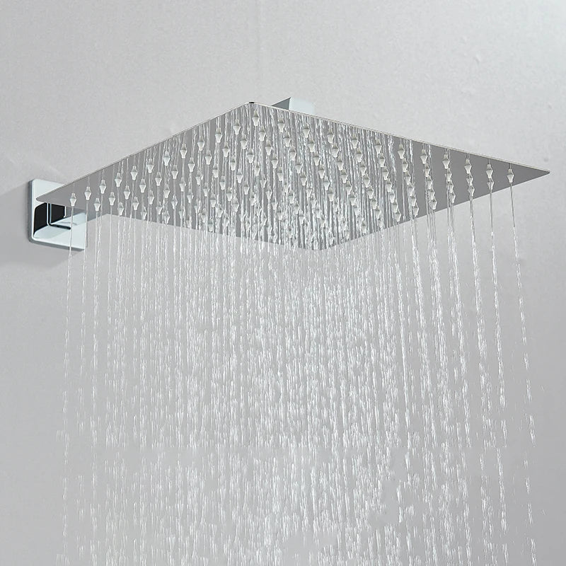 Afralia™ Stainless Steel Rainfall Shower Head 8/10/12 inch Wall Mounted Square Faucet