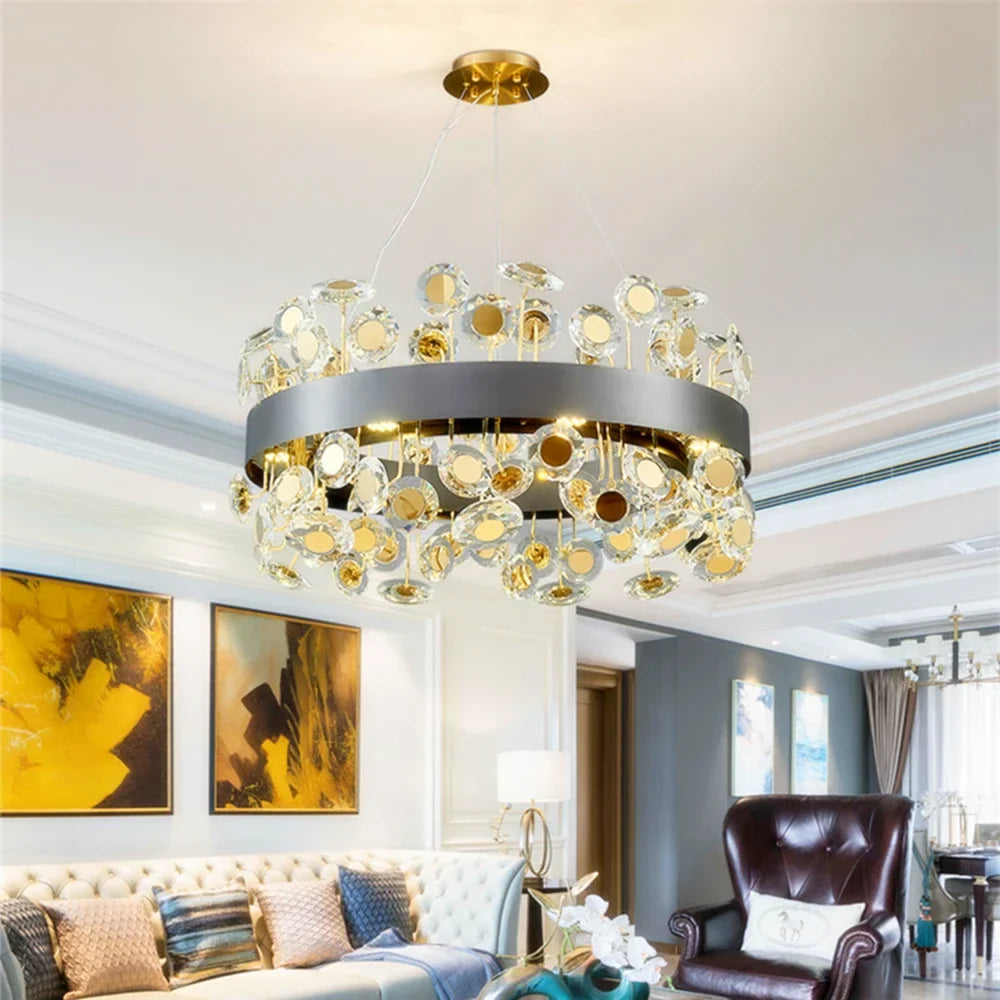 Afralia™ Crystal Pendant Chandelier: Modern Luxury for Living Room, Kitchen Island, Indoor Lighting