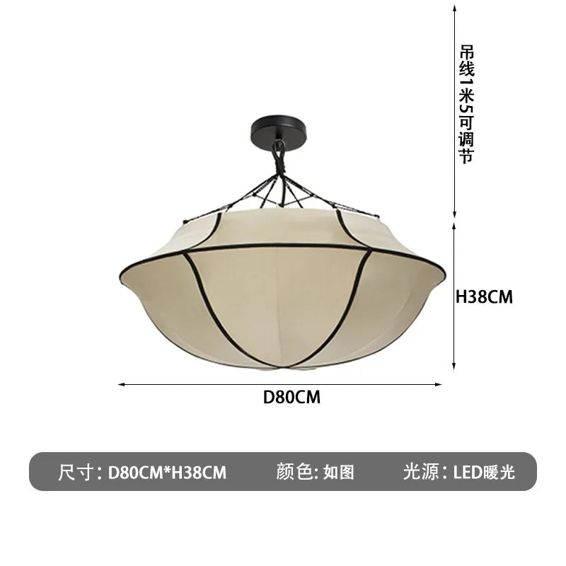 Afralia™ Silk Fabric LED Pendant Lights for Living Room, Bedroom, Kitchen Island