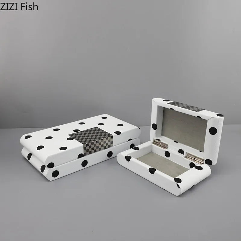 Afralia™ Polka Dots Leather Jewelry Box: Elegant Dresser Decor & Jewelry Storage Jar