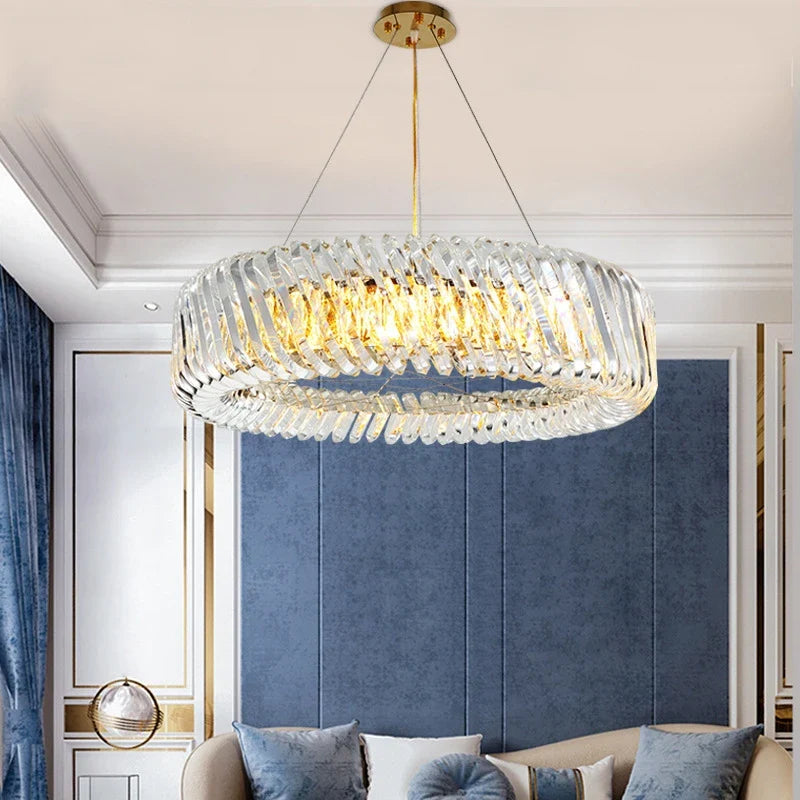 Afralia™ Oval Crystal Chandelier for Living Room Bedroom Study Lighting