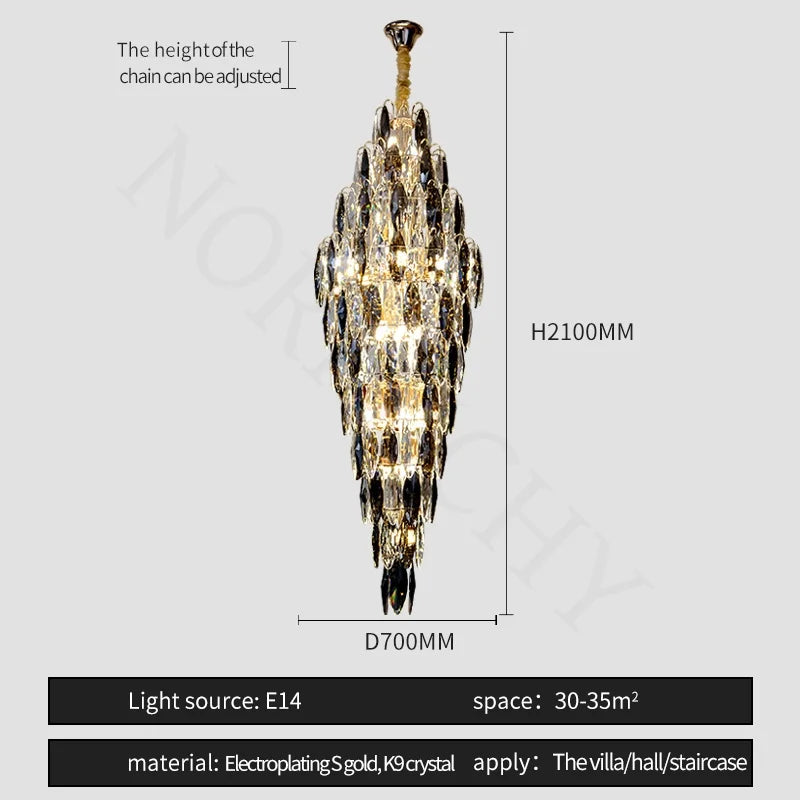 Afralia™ European Crystal Duplex Chandelier for Hotel Lobby Staircase & Villa Living Room