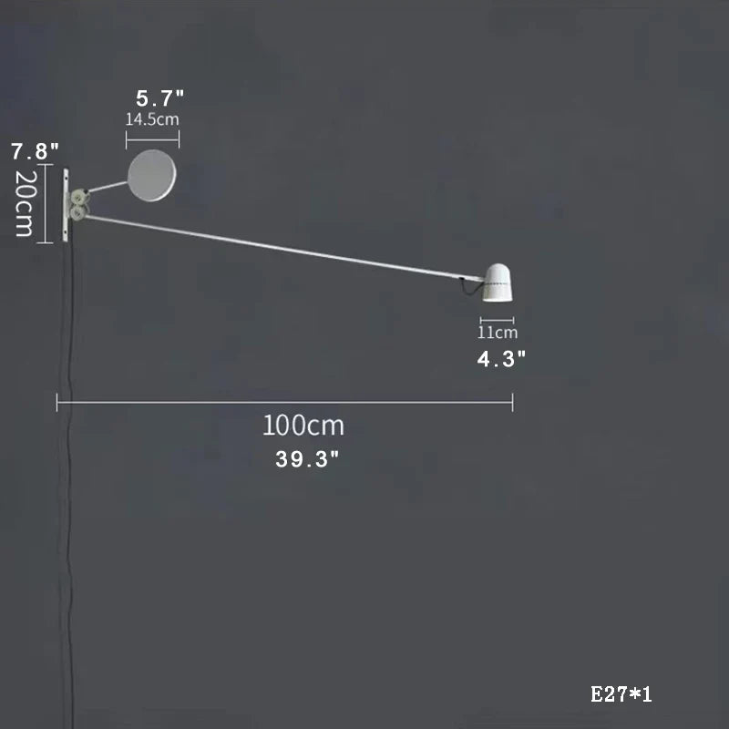 Afralia™ Modern Black/Red Wall Lamp, Adjustable Long Arm Position, Home Decor Mood Light