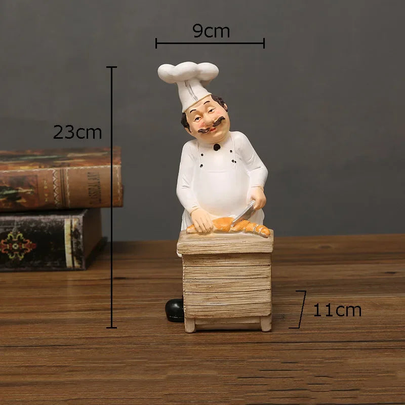 Afralia™ Bearded Chef Resin Figure Sculpture Modern Kitchen Desk Decor Ornaments