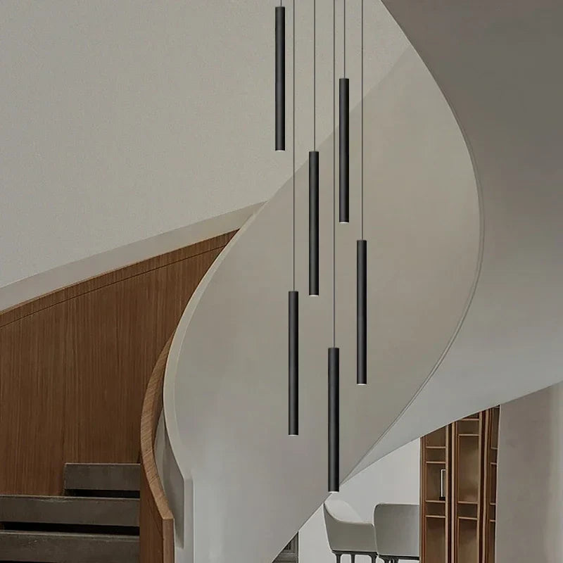 Afralia™ Modern Minimalist LED Stair Chandelier for Duplex Building Villa Living Room Dining Area