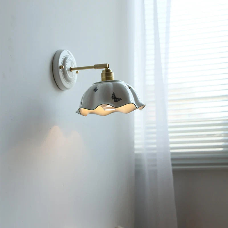 Afralia™ Butterfly Ceramic LED Wall Lamp Home Indoor Lighting Stair Mirror Light