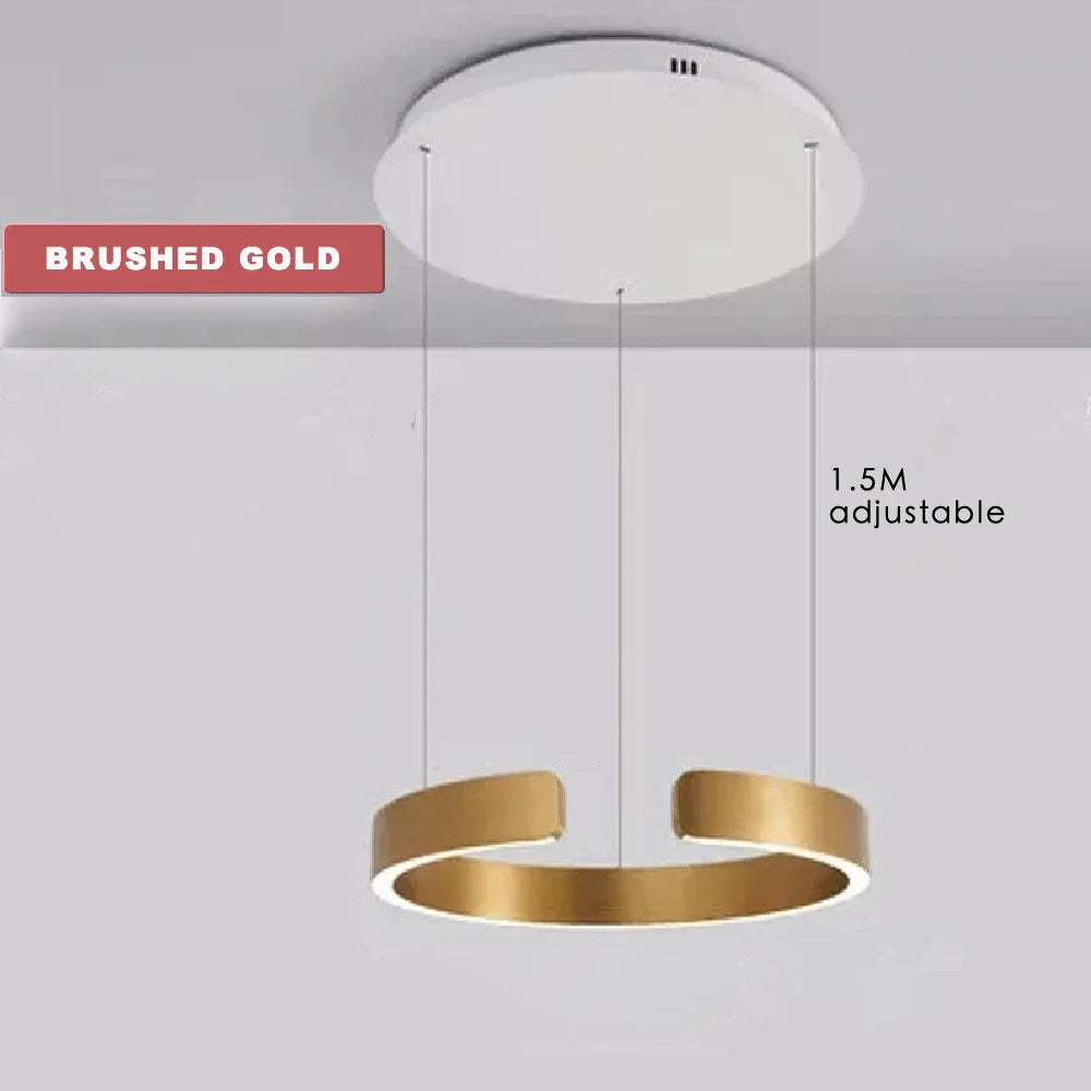 Afralia™ Modern LED Chandelier 4 Circle Pendant Lights Aluminum Gold Black 20-80cm