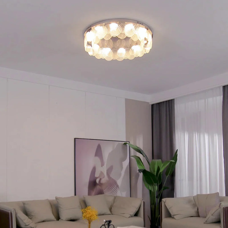 Afralia™ LED Ceiling Light Stainless Steel Glass Parlor Bedroom Fixture