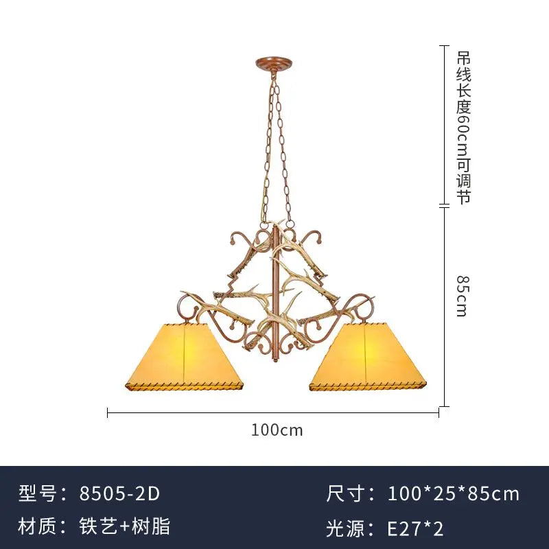 Afralia™ Retro Sheepskin Deer Horn Pendant Light for Dining Table, Chinese Style Lighting Fixtures