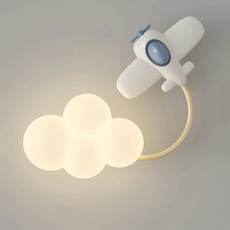 Afralia™ Kids Airplane Wall Light with Rainbow Kite Design