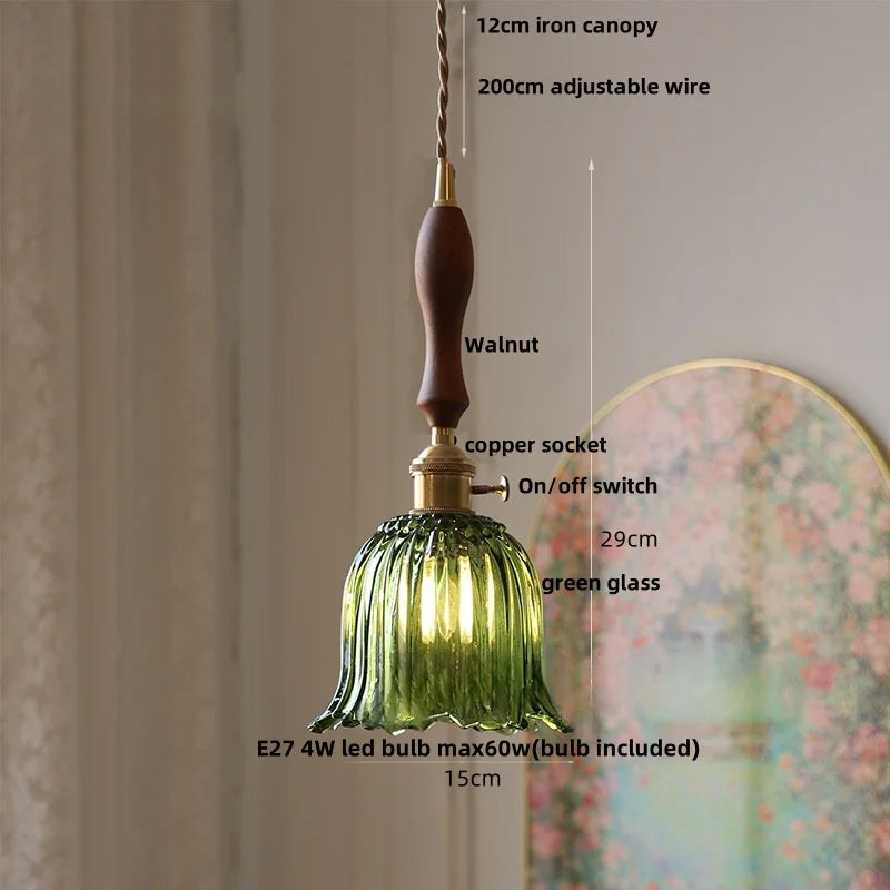 Afralia™ Walnut Wood LED Pendant Lamp Coffee Bar Kitchen Simple Nordic Acrylic Hanging Lights
