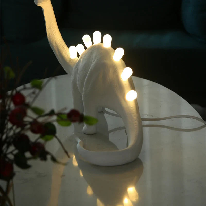 Afralia™ Brontosaurus T-Rex Dinosaur Resin LED Desk Lamp for Bedroom Home Decor