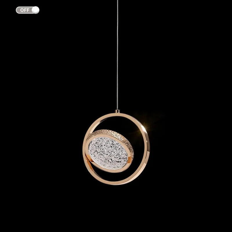 Afralia™ Crystal Ring Pendant Light - Rotatable Luxury Chandelier for Bedroom Decor